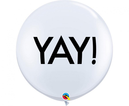 Balon 36 cali z nadr. Yay!, biały, 2 szt.