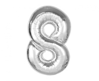 Balon foliowy Smart, cyfra 8, srebrna, 92 cm