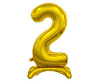 Balon foliowy Cyfra stojąca 2, złota, 74 cm