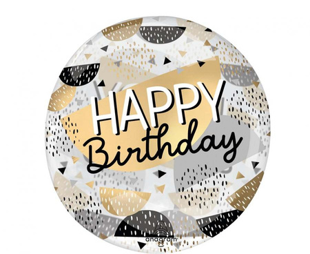Balon foliowy Happy birthday black & gold