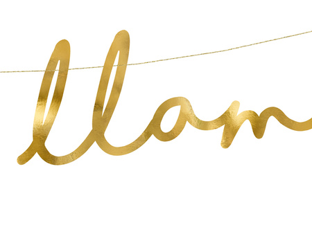 Baner Lama - Lalala Llama, złoty, 12,5x82cm