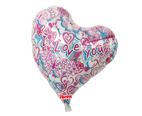 Balon foliowy, serce Sweet 14", I love you Hearts & Butterfly, packed