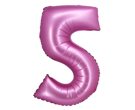 Balon foliowy , Cyfra 5, satynowa różowa, 76 cm