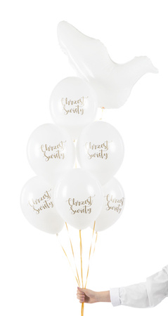 Balony 30 cm, Chrzest Święty, Pastel Pure White (1 op. / 6 szt.)