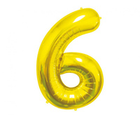 Balon foliowy Cyfra 6, złota, 85 cm