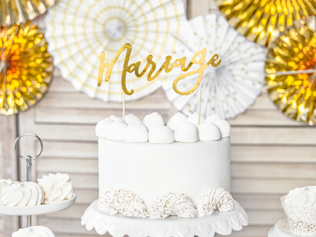 Topper na tort Mariage, złoty, 22,5cm
