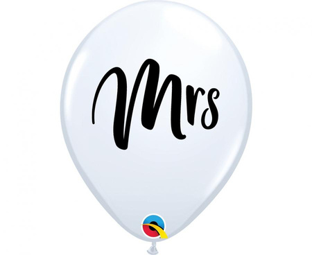 Balon 11" z nadr. "Mrs.", biały / 25 szt.