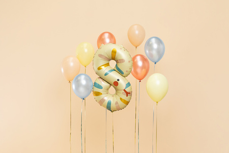 Balon foliowy Cyfra 8 - Wąż, 51x86 cm, mix