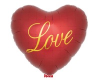 Balon foliowy, serce 25", Dark Red Love, packed