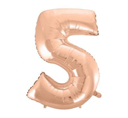 Balon foliowy "Cyfra 5", różowo-złota, 92 cm