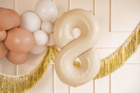 Balon foliowy Cyfra ''8'', 72cm, beż