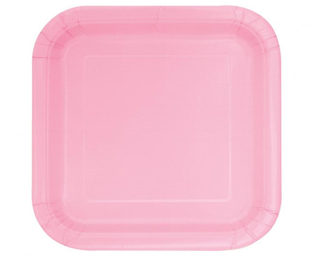Talerzyki papierowe, pastelowy róż, kwadratowe, 16 szt.