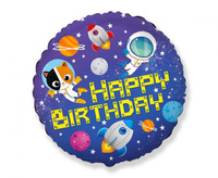 Balon foliowy 18" - Happy Birthday - Kosmos