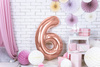 Balon foliowy Cyfra ''6'', 86cm, różowe złoto