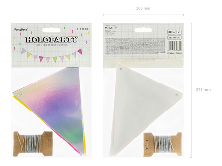 Girlanda Electric Holo - Flagietki, mix,  1,8m