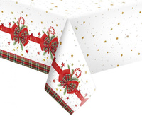 Obrus papierowy Checked Bow with Candy Cane, 120x 180 cm, 1 szt.