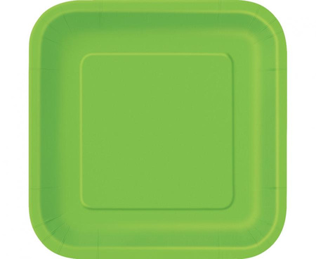 Talerzyki papierowe, zielone, kwadratowe, 18 cm, 16 szt.