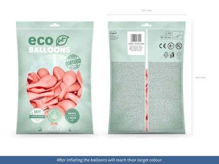 Balony Eco 30cm pastelowe, rumiany różowy (1 op. / 100 szt.)