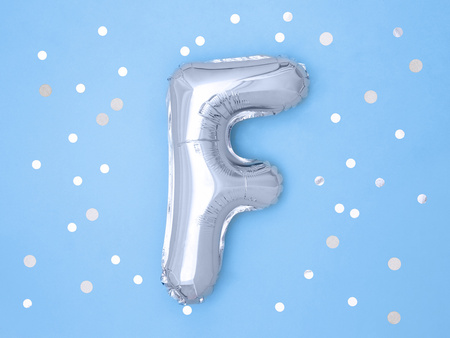 Balon foliowy Litera ''F'', 35cm, srebrny