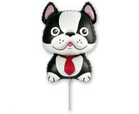 Balon foliowy 14 cali - Pies Bulldog, czarny