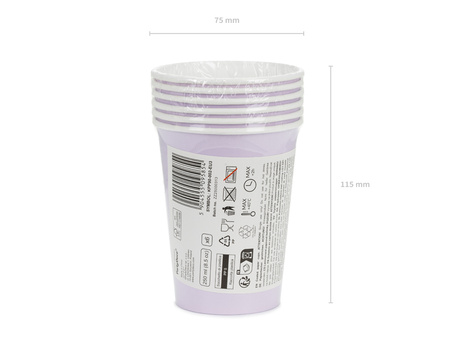 Kubeczki papierowe, lawenda, 250ml (1 op. / 6 szt.)