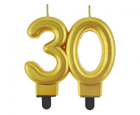 Świeczka cyferka 30, metalik złota, 8.0 cm