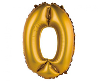 Balon foliowy "Cyfra 0", złota, matowa, 35 cm