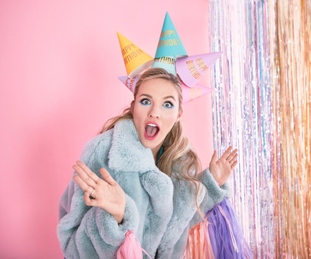 Czapeczki Happy Birthday, mix, 16cm (1 op. / 6 szt.)