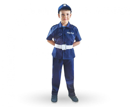 Zestaw dla dzieci Policjant (koszula, spodnie, czapka, pasek), rozm. 130/140 cm
