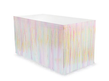 Skirting foliowy z frędzlami, opalizujący, 300x80cm