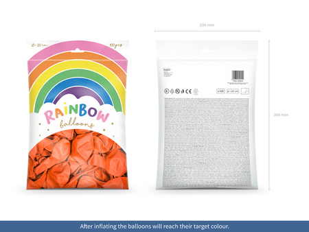 Balony Rainbow 23cm metalizowane, pomarańczowy (1 op. / 100 szt.)