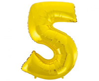 Balon foliowy Cyfra 5, złota, 92 cm