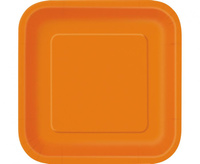 Talerzyki papierowe, pomarańczowe, 23 cm, kwadratowe, 14 szt.
