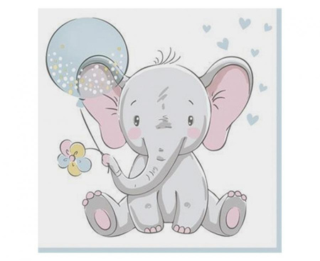 Serwetki Baby Elephant with Blue Ballon, 33x33 cm, 20 szt.