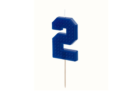 Świeczka urodzinowa Cyferka 2, 6 cm, niebieski