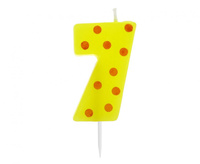 Świeczka cyferka piker Grochy - 7, 6 cm