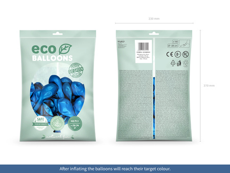 Balony Eco 26cm metalizowane, niebieski (1 op. / 100 szt.)