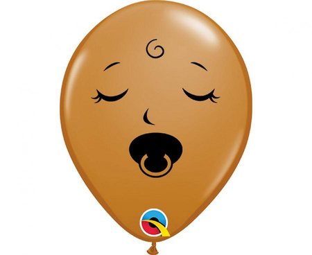 Balon 5" Buźka ze smoczkiem, brązowy / 100 szt.