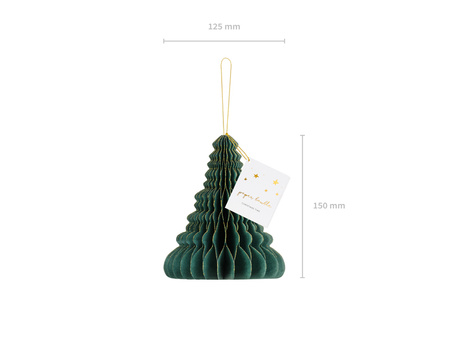 Bombka papierowa honeycomb Choinka, butelkowa zieleń, 15cm