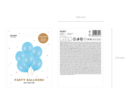 Balony 30cm, Kropki, Pastel Baby Blue (1 op. / 6 szt.)