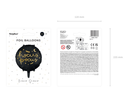 Balon foliowy Hocus Pocus, 45 cm, czarny