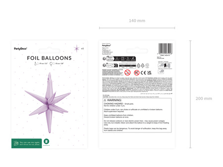 Balon foliowy Gwiazda 3D, 70cm, fiolet