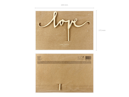 Topper drewniany Love, 16cm