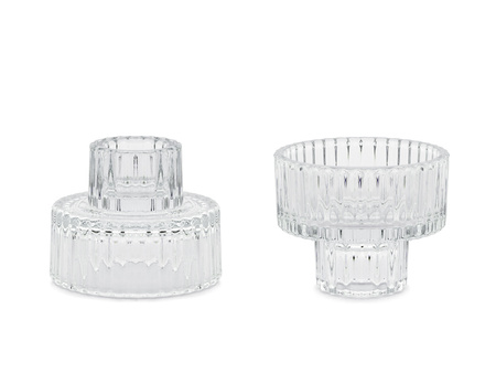 Świecznik szklany z rantem 2w1, 6.5x5.5cm (1 op. / 4 szt.)