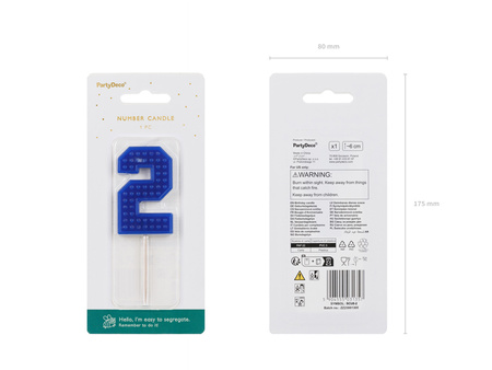 Świeczka urodzinowa Cyferka 2, 6 cm, niebieski