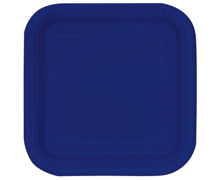 Talerzyki papierowe, granatowe, 18 cm, kwadratowe, 16 szt.