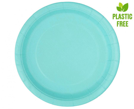 Talerzyki papierowe, jasnoniebieskie , 23 cm, 8 szt. (plastic-free)