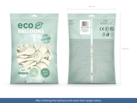 Balony Eco 30cm metalizowane, biały (1 op. / 100 szt.)