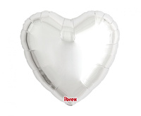 Balon foliowy, serce 18", Metallic Silver, 5 szt.