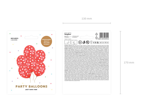 Balony 30cm, Kropki, Pastel Poppy Red (1 op. / 6 szt.)